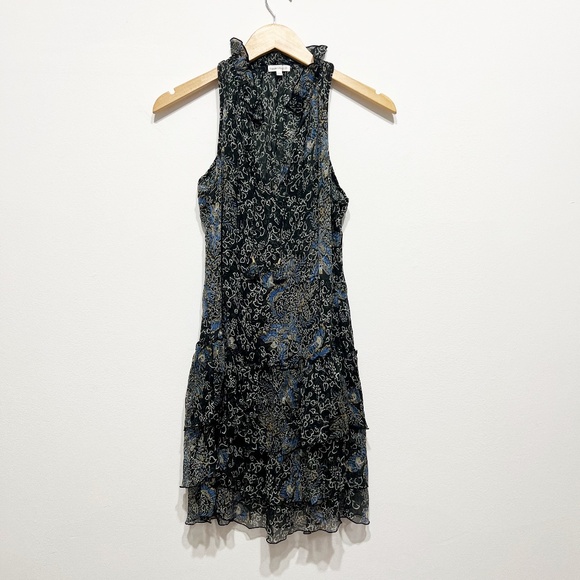 Poupette St Barth Silk Chiffon Floral Flower Print Pattern Mini Ruffle Dress S - Picture 1 of 4